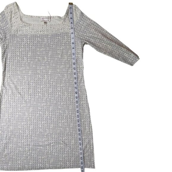 NEW Max Studio Dress Womens Small Knee Length 3/4 Sleeve Gray Geometric Print - Picture 8 of 12
